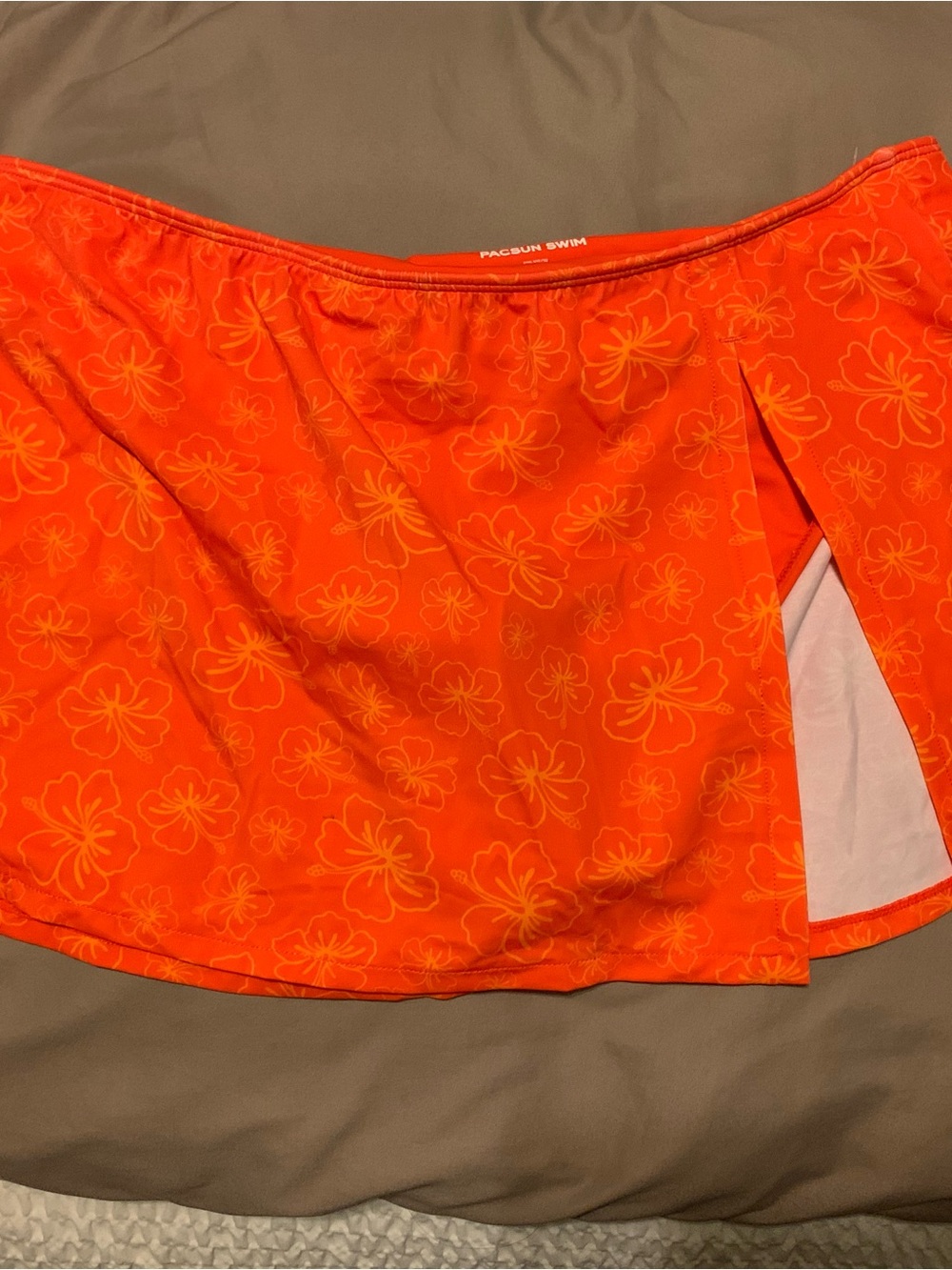 PacSun L Orange tropical hibiscus swim skirt 🌺 🏝️